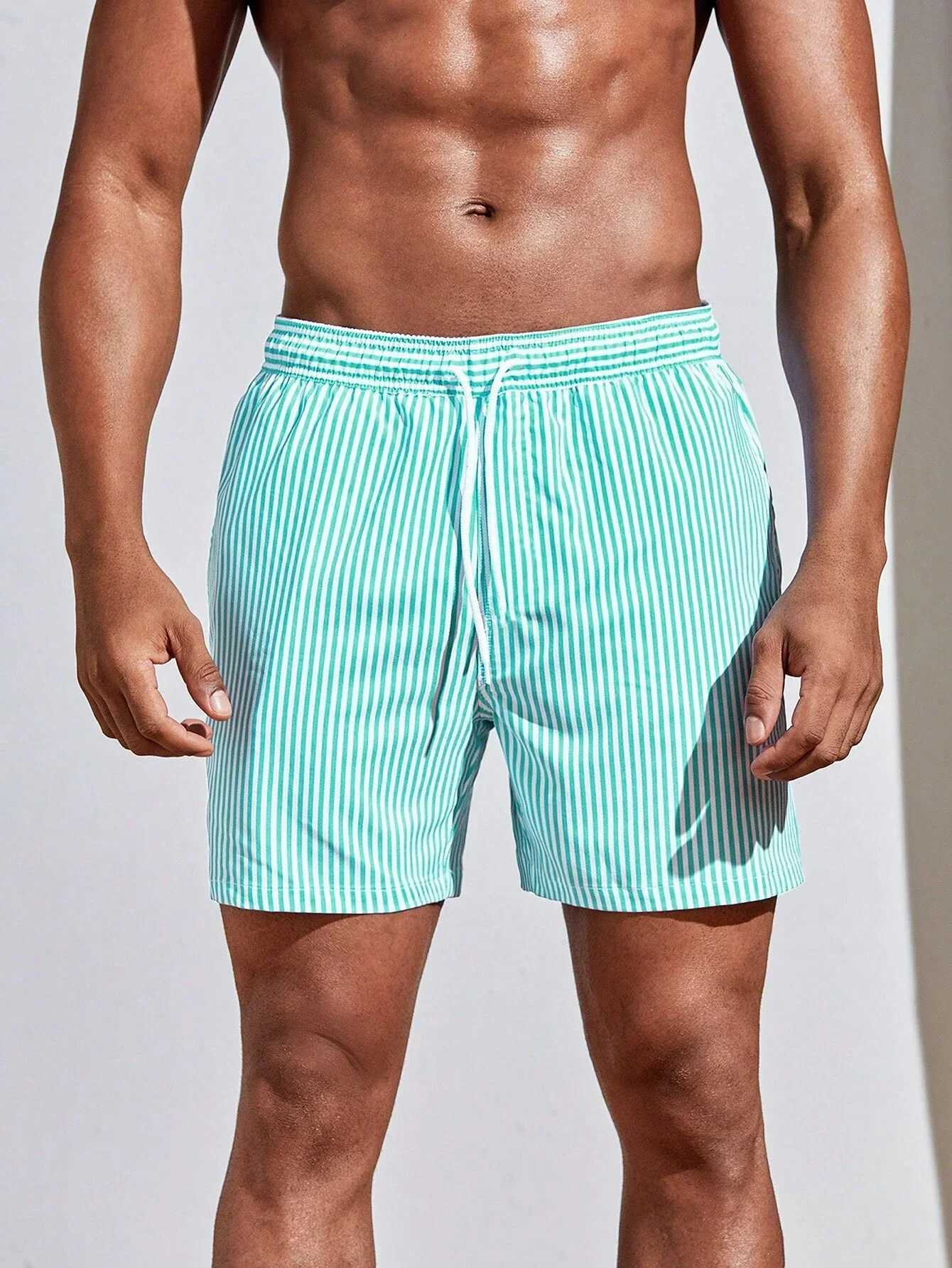 New Beach Breathable Polyester Shorts For Men With 3d Line Splicing Surfboard Shorts Summer Hawaiian Swimsuit And Swim Pants W250219