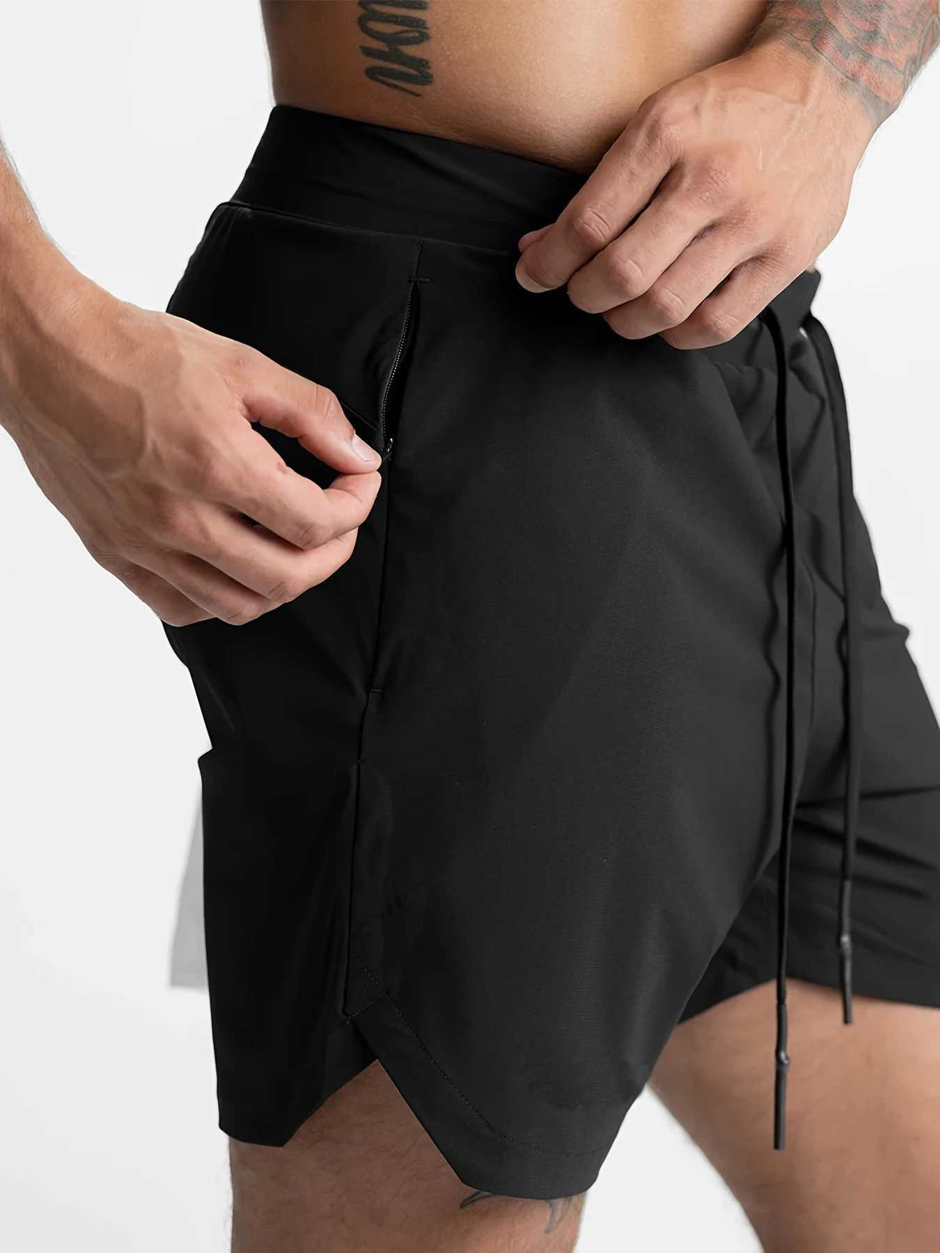 DK-887Mens shorts single woven quick dry solid color running fitness sports casual American fifth pants W250219
