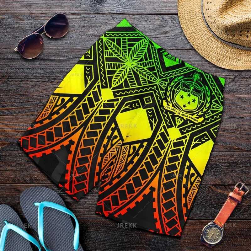 Men's Shorts New Harajuku 3D Samoa Emblem Printing Beach Shorts Fashion Streetwear Board Shorts Unisex Cool Swimming Shorts Mens Swim Trunks z250