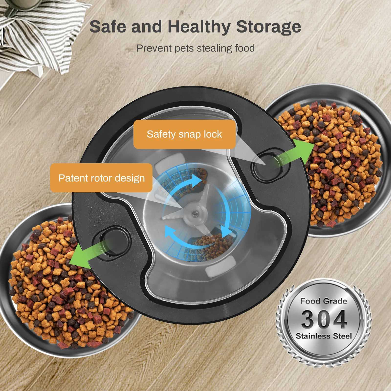 Dog Feeders 4.5L button WiFi automatic cat feeder includes two stainless steel bowls intelligent pet cat and dog food dispenser and pet feeder H250218