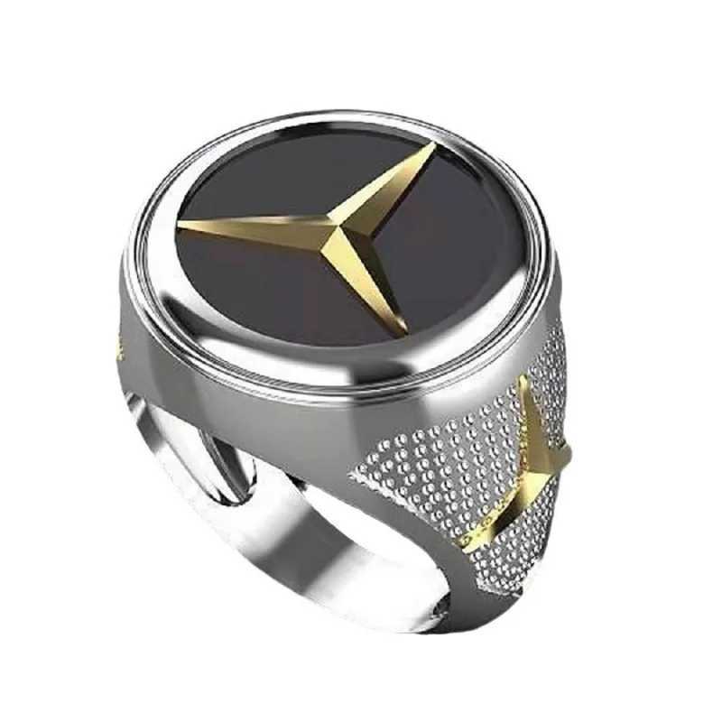 Creative personality Mercedes-Benz mens ring European and American punk style punk hip hop ringXJ250219