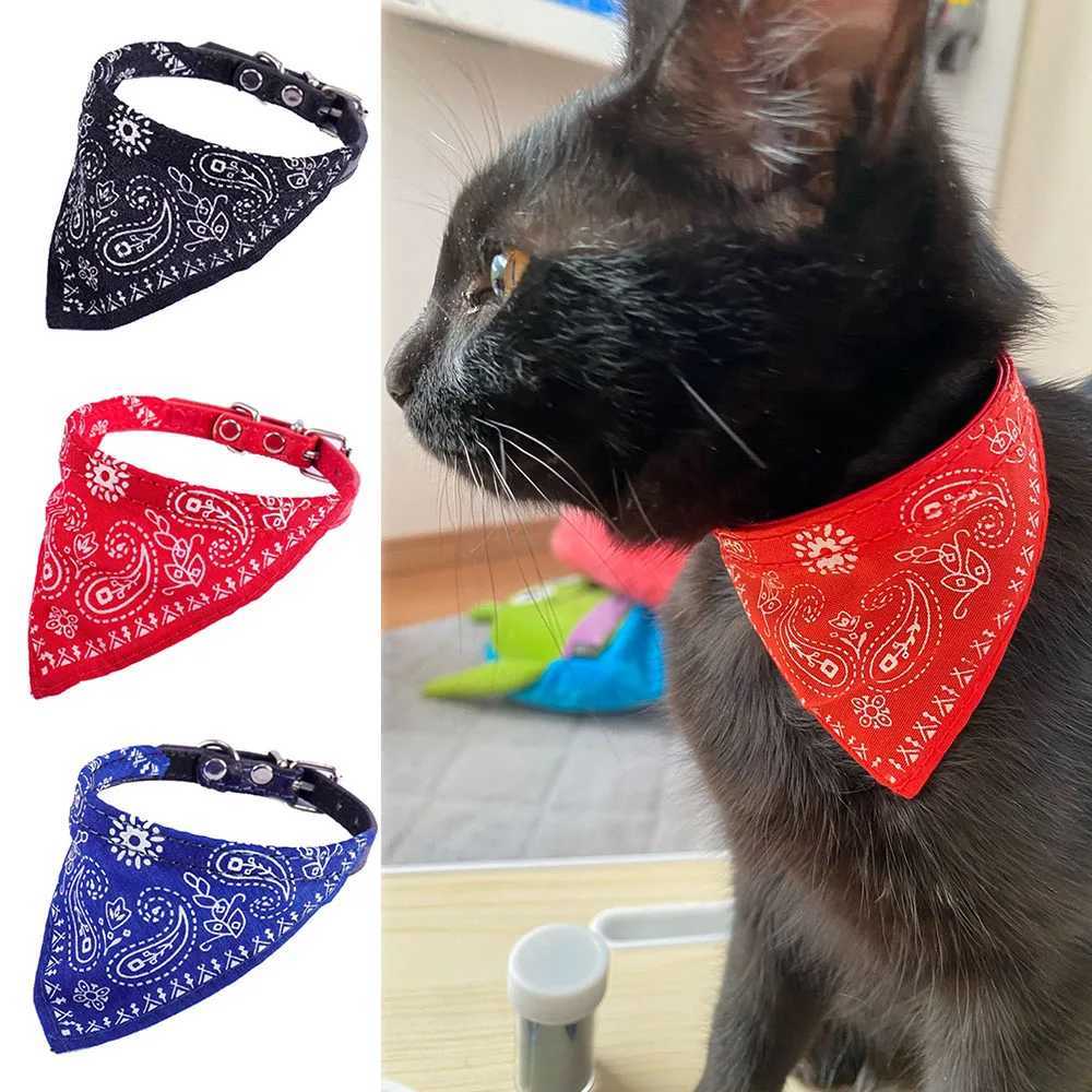 Adjustable Pet Puppy Cat Scarf Bandana Collar Neck Scarf For Small Dogs Kitten Saliva Towel PU Collar with Triangular BandageXJ250218