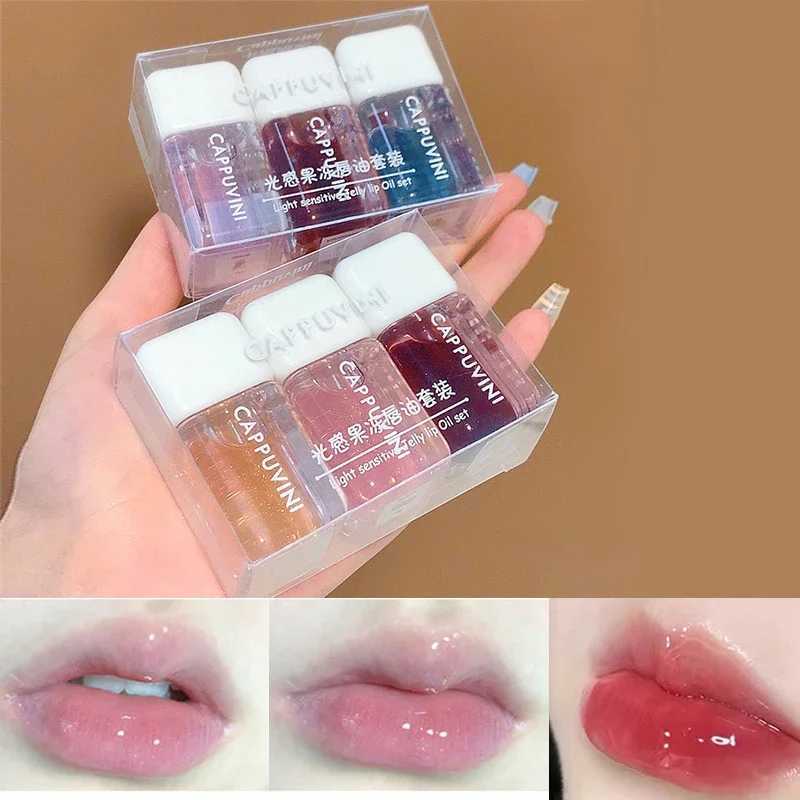 Moisturizing Lipglaze Anti-liplines Lipgloss Lips Makeup Set Transparent Lip Tint Anti-drying Lip Balm Mirror Lipstick CosmeticsW250219