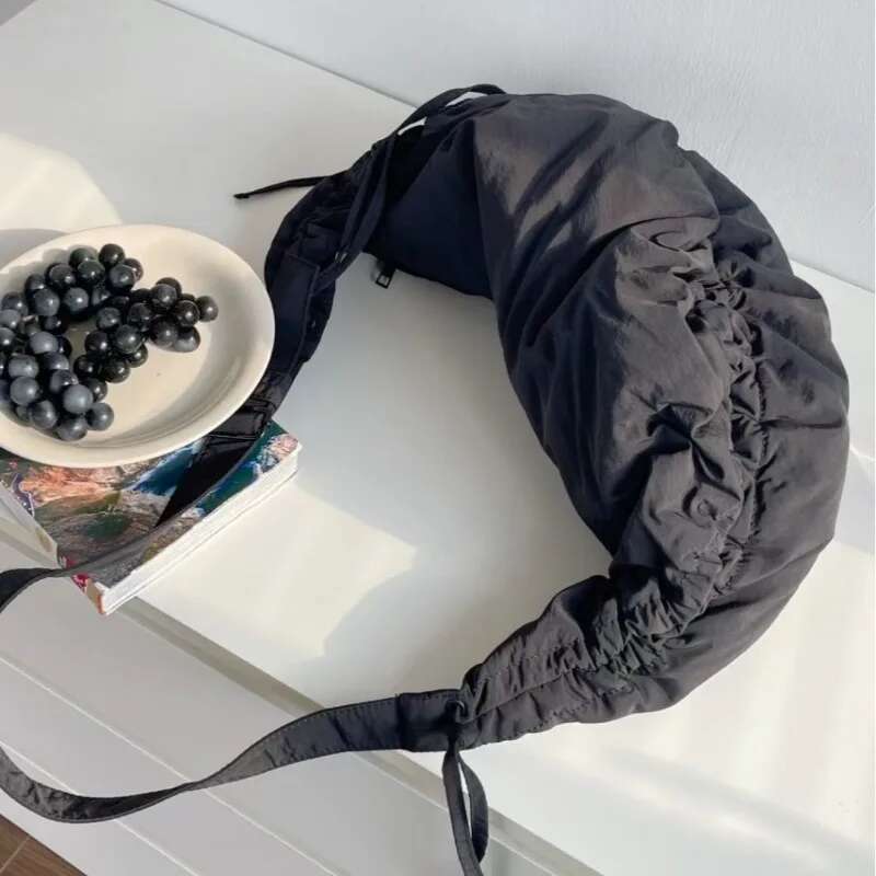 Crescent Hobo Pleated Strap Shoulder Crossbody Horn Bag Large Capacity Casual Ladies Half Moon