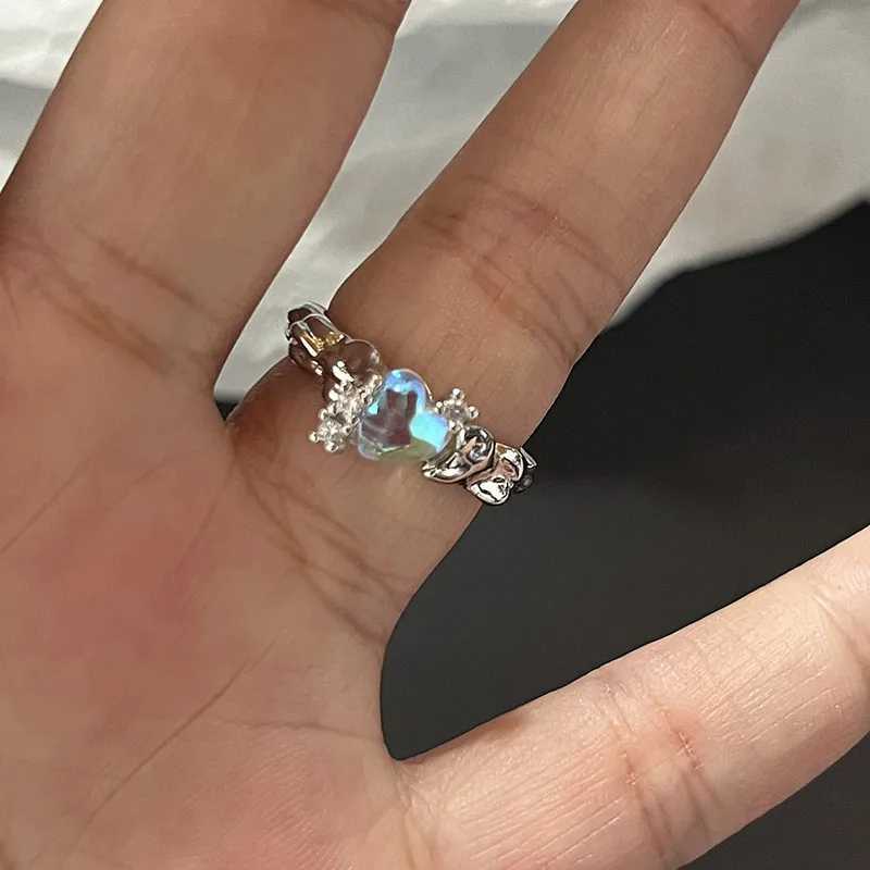 Kpop Y2K Punk Vintage Crystal Heart Star Ring Irregular Geometry Rings Set For Women Girl Fashion Korea Goth Jewelry AccessoriesXJ250219
