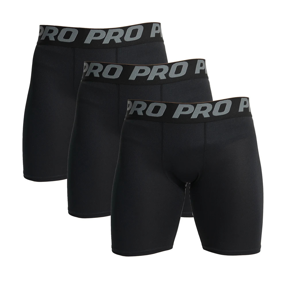 3 Pack Compression Shorts Men Quick Dry Workout Underwear Boxer Brief Biking Running Athletic Training Tights Sport Short 250219