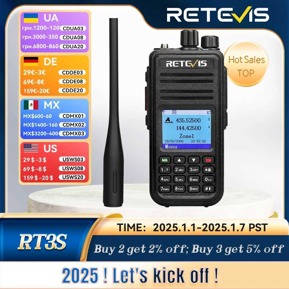 New RT3S Walkie Talkie DMR Radio Uhf Vhf Digital Amateur 5W Long Range Ham Radio Stations Walkie-Talkies Professional GPSXJ250219