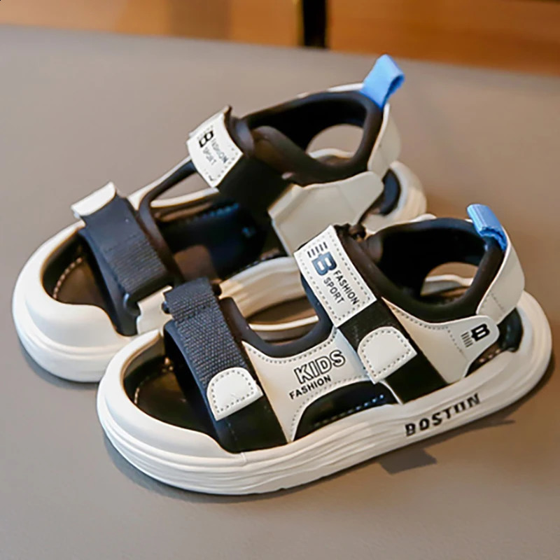 Summer Sandals For Boys PU Leather Fashion Beach Shoes For Teenager Kids Anti-slippery Trend Fashion Girls Sandals Shoes 250219
