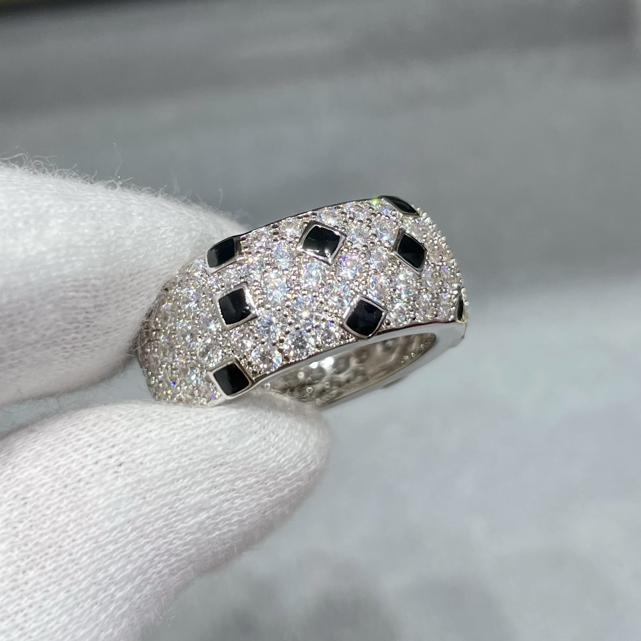 Designer leopard spots ring panthere wide rings for women US size 678 inlaid moissanite counter quality 041