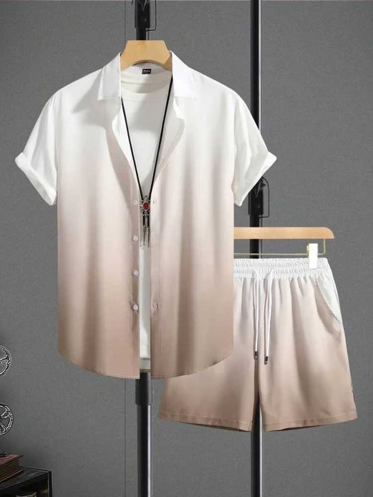 2025 New Mens Short Sleeve Shirt And Shorts Set Summer Daily Fashion Mens Short Sleeves Urban Street Mens Casual ShortsXJ250218