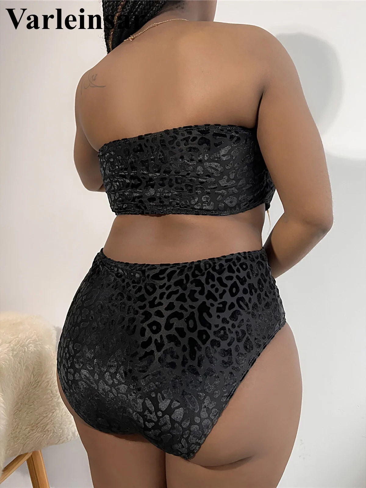 0XL 4XL Leopard Bikini Large Size Swimwear Plus Women Swimsuit Female Twopieces set Bather Bathing Suit V3977B 250219