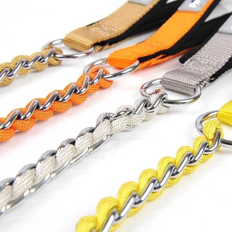 Anti bite breakage Pet dog chain Walking Dog Leash With Continuous Bite Resistance P-Chain P-Shaped rope Collar Pet Dog SupplieXJ250218