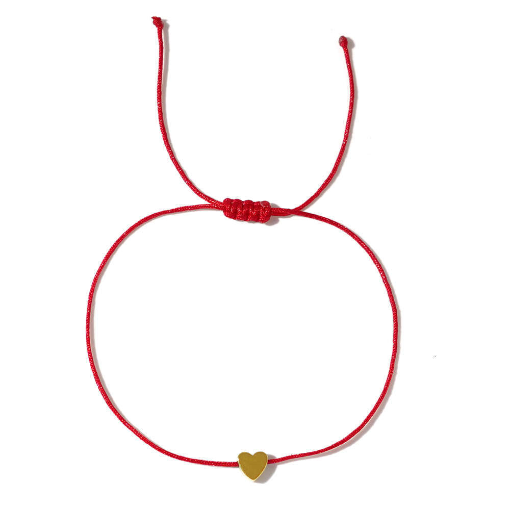 Colorful Iron Gallstone Valentine's Day Bracelet with High Quality and Adjustable Peach Heart Weaving Handstring, Love Couple Hand Rope