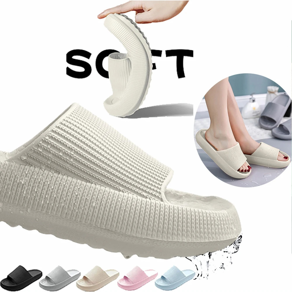 Cloud Sliders Women Men Non-Slip Bathroom Slippers Summer Soft Flip Flop Pillow Sliders Platform Pool Sliders Shower Shoes for I 250214