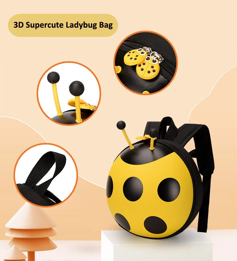 Ladybug Kindergarten Backpack with Leash Baby Backpack for 1 2 3 years Kids Backpack 250219