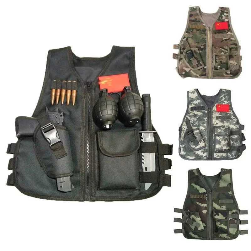 Hunting Kids Camouflage Airsoft Vest Children Hunting Clothes Tactical Cosplay Costume Sniper CS War Game WaistcoatXJ250219