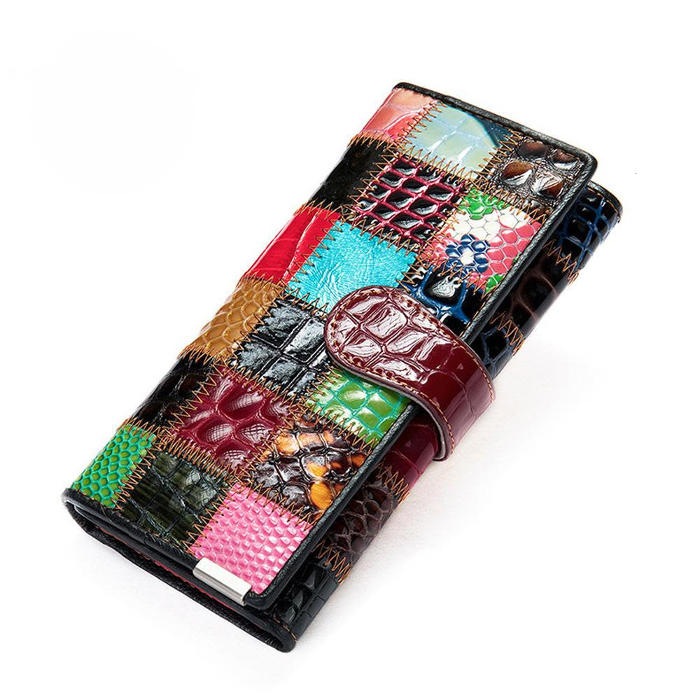 New Leather And Cowhide Wallet Designer Spliced Colorful Leather Wallet Outdoor Leisure Bag