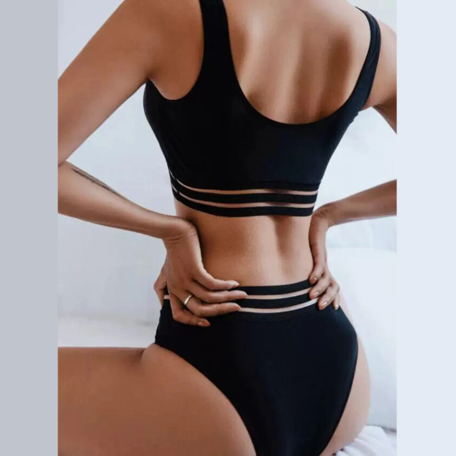Womens Swimsuit 2023 Plus Size Bikini Sets For Women Two Piece High Waist Set Split est 250219