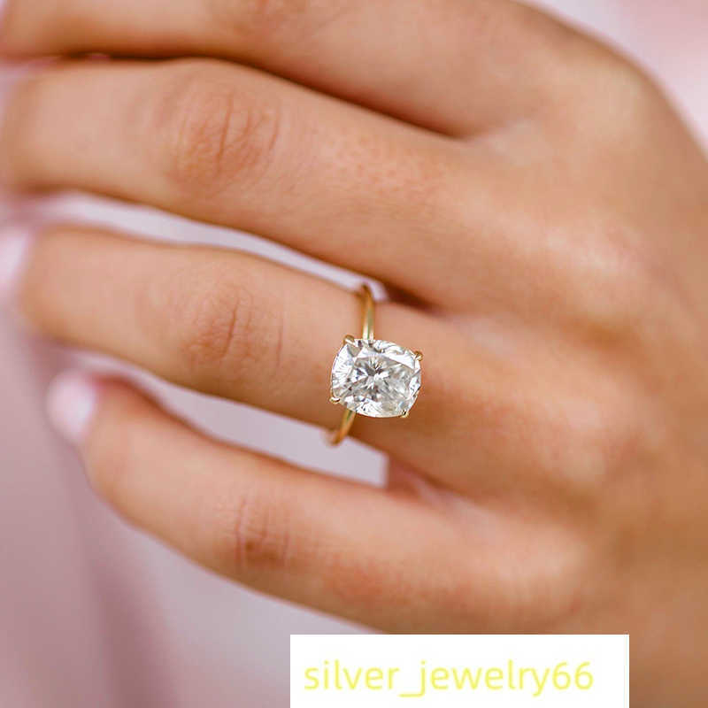 Luster Jewellery Cushion Cut 10/14/18k Pure Gold Wholesale Custom Jewelry Moissanite Ring Stone High Quality for Wedding Band