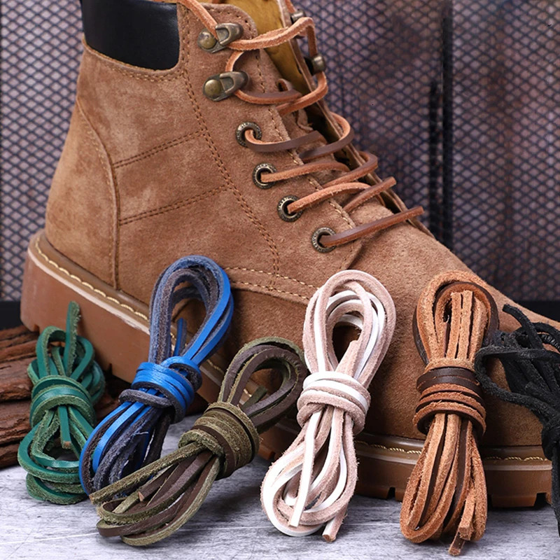1 Pair Martin boots Shoelaces Square Leather Shoe Laces Solid Retro Men And Women Casual shoes 100CM Shoelace P5 250219