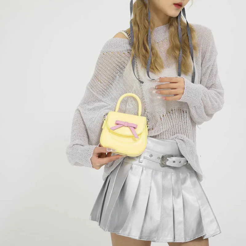 Sweet Bow Children Small Shoulder Bags Lovely Girls Mini Crossbody Bag Cute Princess Candy Color Coin Purse Chain Handbags 250219