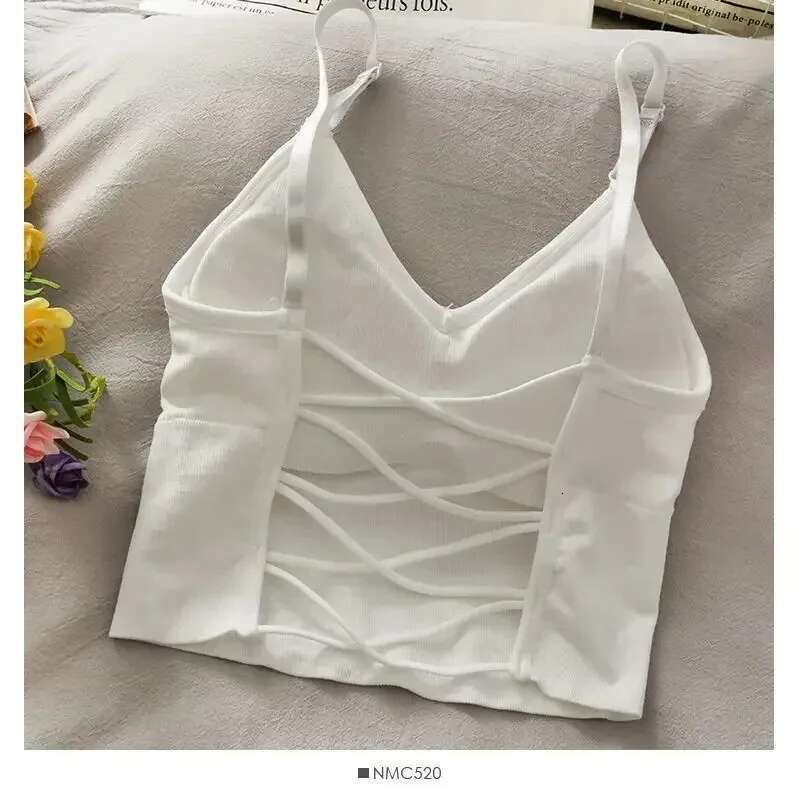 Sexy Vest Womens Tops Sexy Tank Built In Bra Solid Color Camis For Women Crop Top Off Shoulder Sleeveless Camisole New