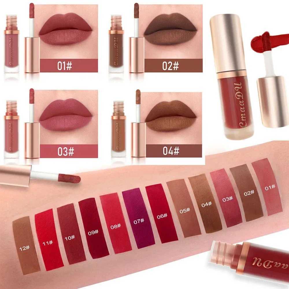 12 Colors Matte Lipstick Red Waterproof Sexy Makeup Lip Tint Smooth Nude Brown Pink Long Lasting Non-stick Lip Cosmetic Make UpW250219