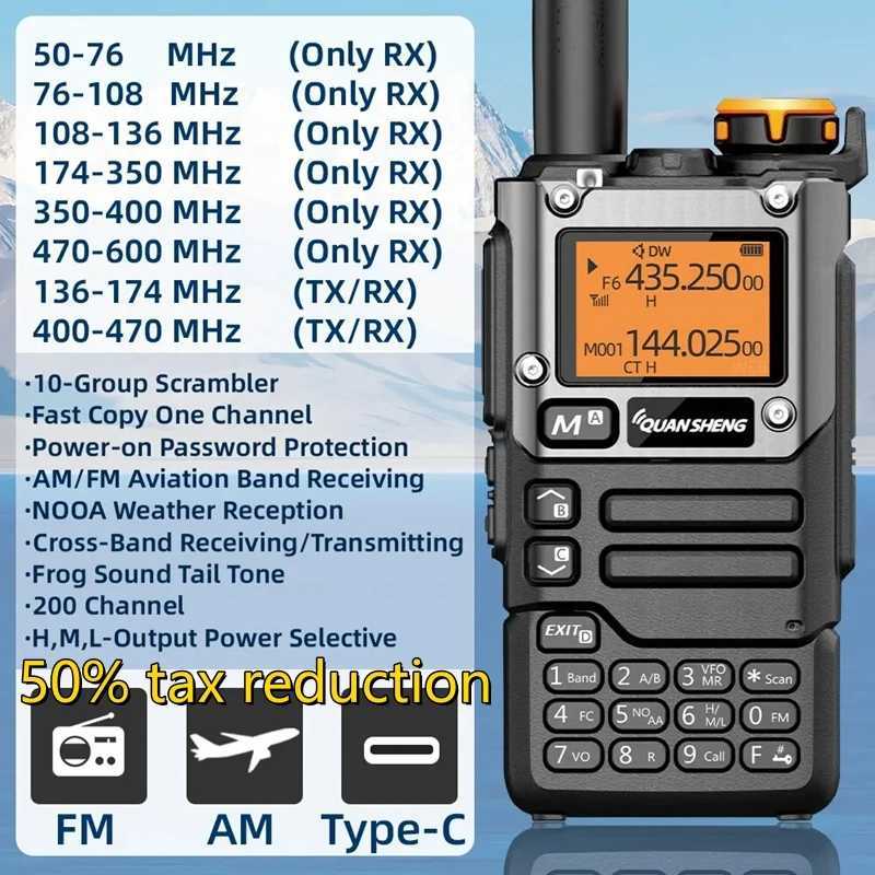 Quansheng UV-K6 Walkie Talkie 5W UV-K58 UV-K5(8) Two Way Radio 50-600MHz Full Band Receiving Type C Charge Air Band DTMF NOAAXJ250219