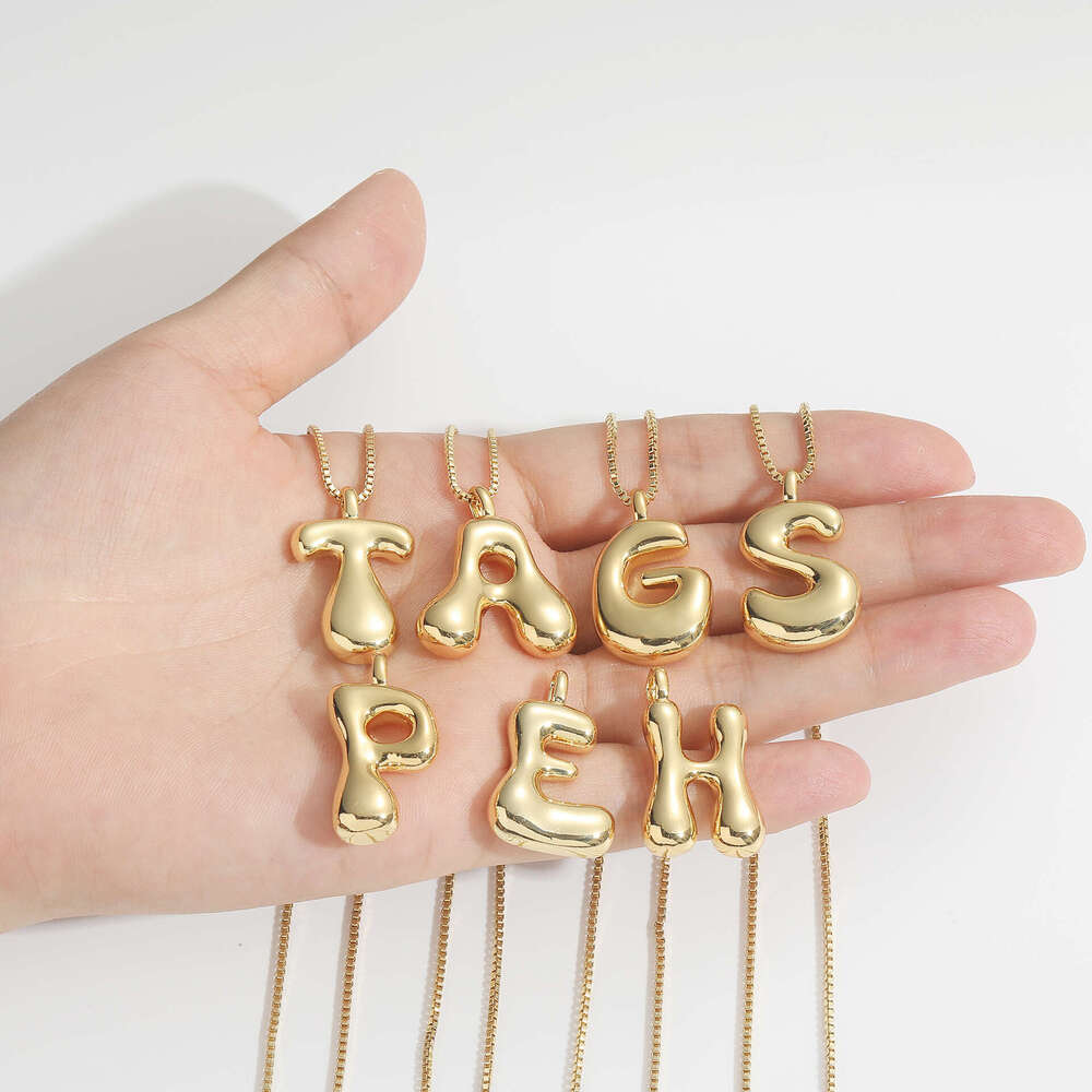 New fashionable versatile balloon bubble cute and chubby necklace with 26 English letters pendant