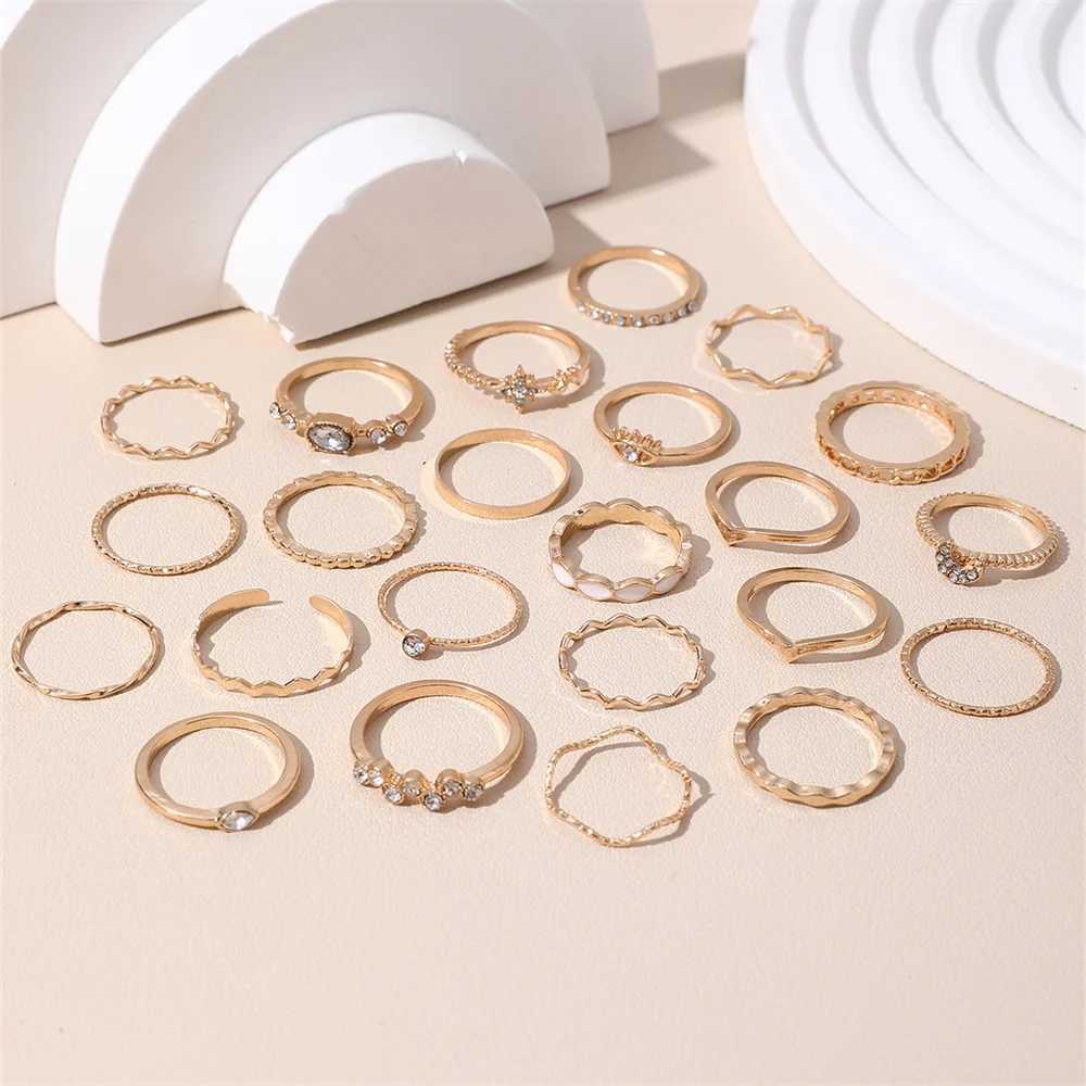 23Pcs/Set Luxury Simulated Faux Pearls Eye Wave Star Moon Chain-Shaped Multi-Element Design Suitable Rings For Women Daily WearXJ250219