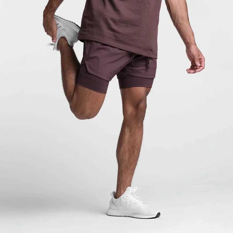 New breathable double-layer sports shorts for 2024 gym fitness fast drying beach exercise mens running shorts for short periods of time W250219