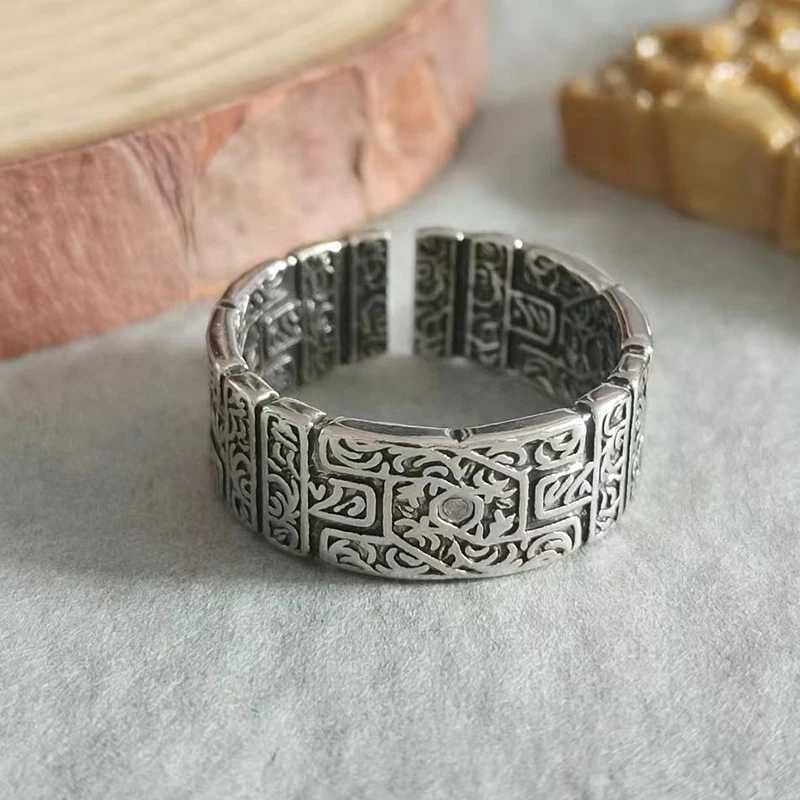 Retro Tang Grass Pattern Ring For Men Silver Color Punk Gothic Open Ring Handmade Rock Hiphop Unisex Jewelry Accessories GiftXJ250219