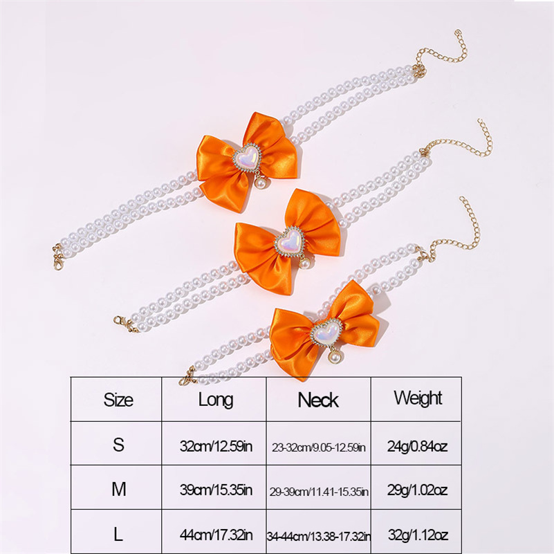 Chic Red Pearl Collar for Dogs and Cats - Double Layered Necklace with Rhinestone Bow Charms