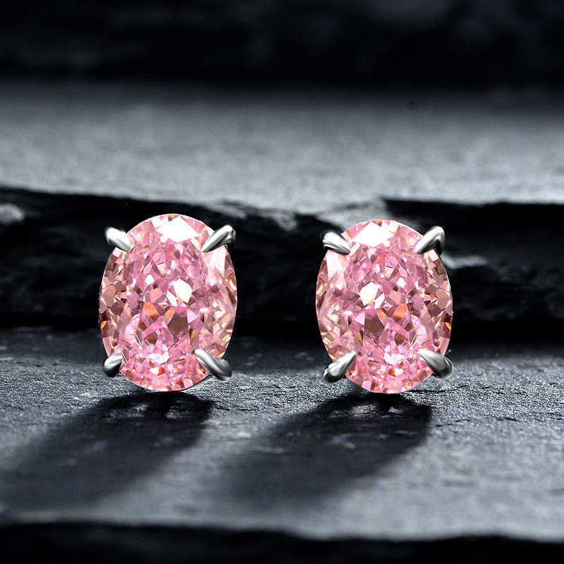 Luster Jewelry Soild Silver 4.5ct Light Luxury Wedding Moissanite Women Earrings With pink Diamond
