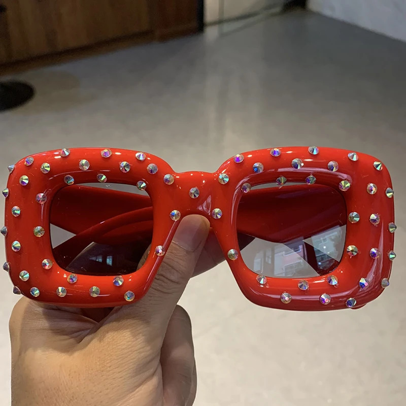 Fashion Crazy Squared Women Diamond Sunglasses Colorful Cute Party Eyewear 250218