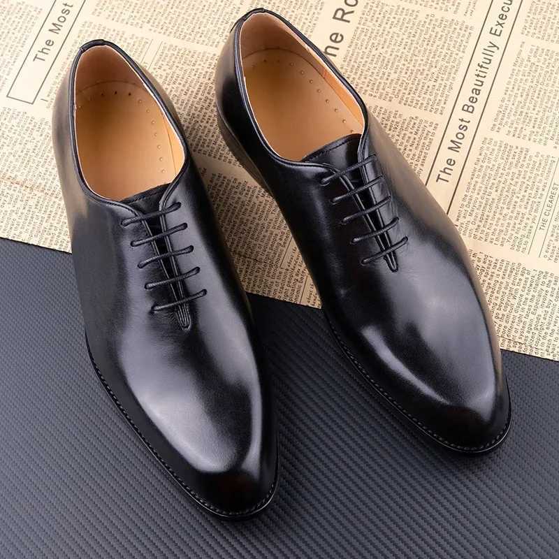 New mens leather shoes handmade high-quality casual Oxford business work shoes black coffee lace up comfortable mens shoes Y250219