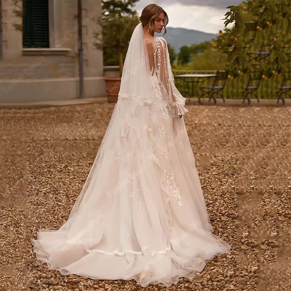Pleat A Line Wedding Dress 2025 Side Slit Vestido De Noiva Satin Appliqued Women V Neck Bridal Gown Bridal Party Gowns Custom Made Beach Brides Gowns 