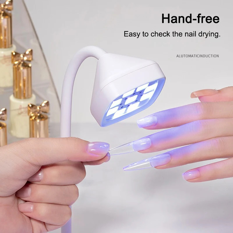 Rechargeable UV LED Nail Lamp for Gel Nails Polish 360° Bendable Professional Manicure Mini Light with Auto Sensor Fast Drying 250214
