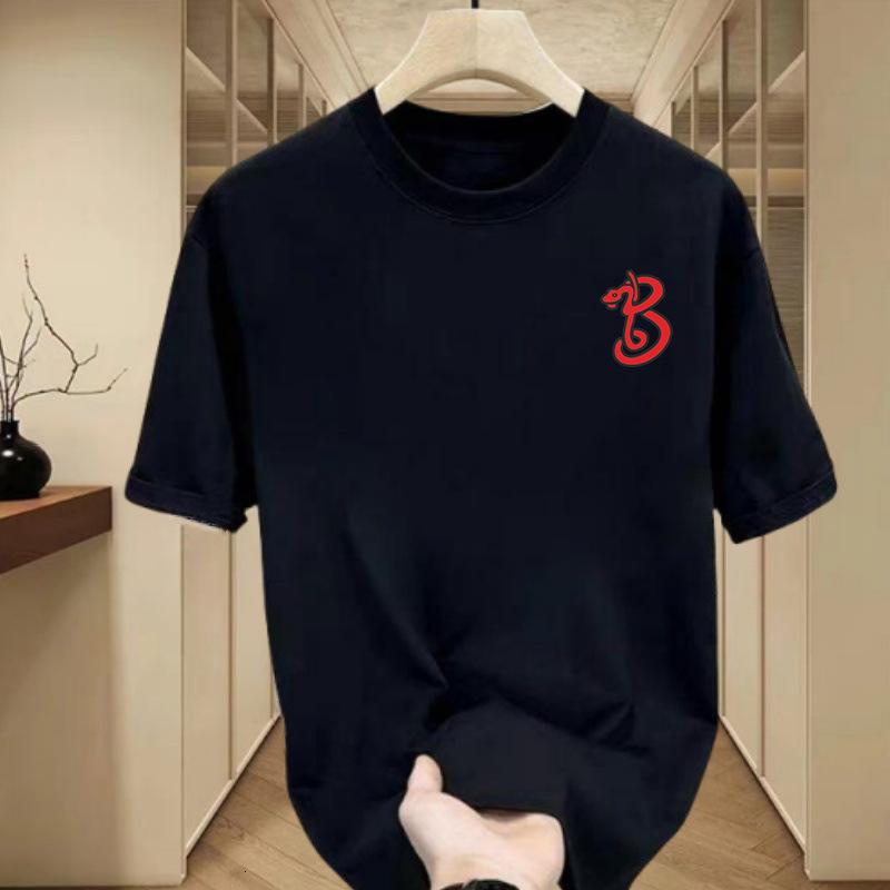 2025 New Personalized Printed Short Sleeved T-shirt For Men Designer T-shirt Hip-hop Retro Style Round Neck Solid Color Bottom Shirt Summer Casual Top