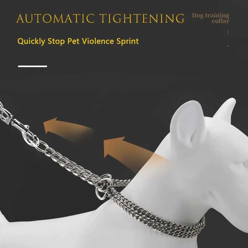 35-70cm Dog Collar Metal Adjustable Double Row Telescopic Chain Triple Ring Explosion-Proof Punch Collar Dog Training Supplies W250219