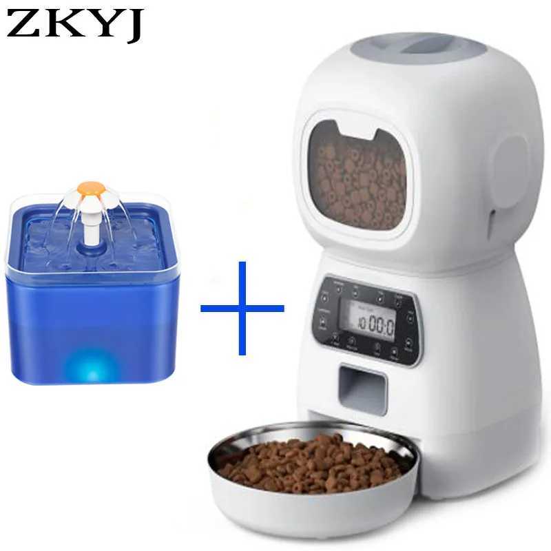 Dog Feeders Automatic cat feeder 3.5L dog dry food dispenser bowl 2L pet dog water dispenser for pet smart Tuya WIFI feeder H250218