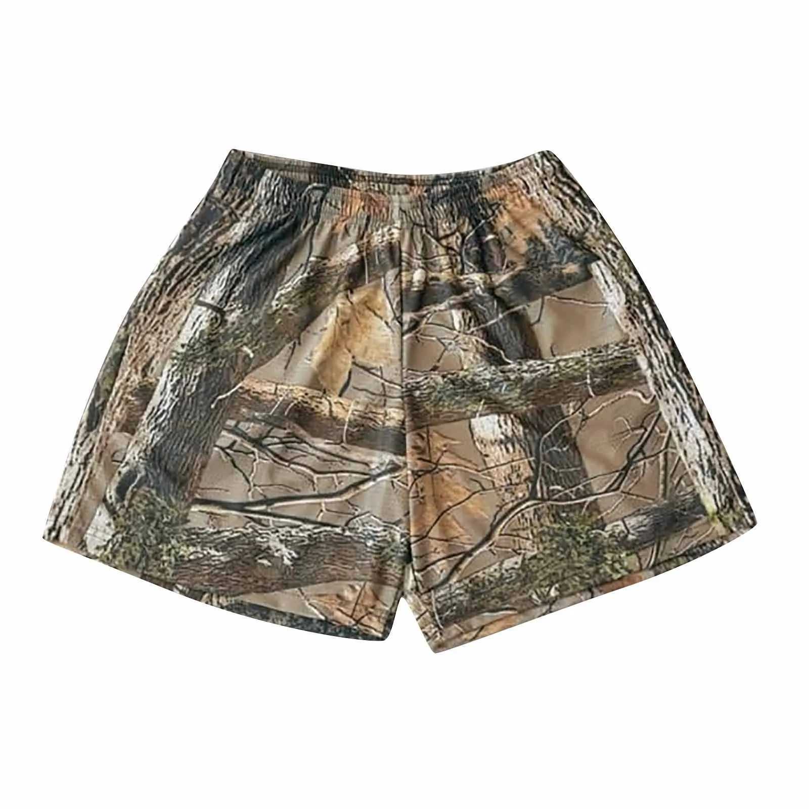 Men's Shorts 2024 Summer Mens Casual Sports Camo Printed Shorts Elastic Waist Comfortable Loose Jogging Pants Cotton Goods Fitness Pants z250219