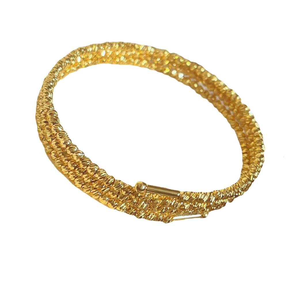 French metallic high-end gold bouncing ball three circle with a feminine temperament, light , fashionable and versatile foreign style bracelet