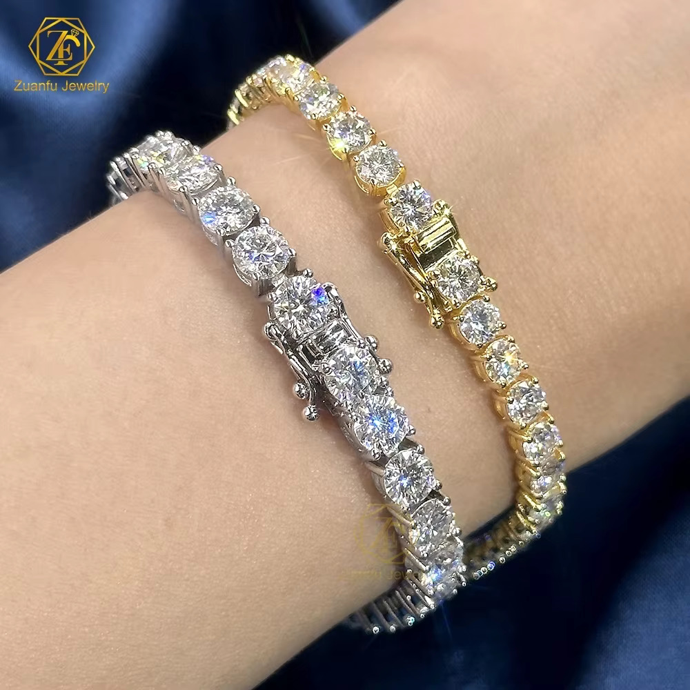 Wholesale Sier Plated White Gold VVS Dia Chain 3mm 4mm 5mm Iced Out Moissanite Tennis Necklace for Hip Hop