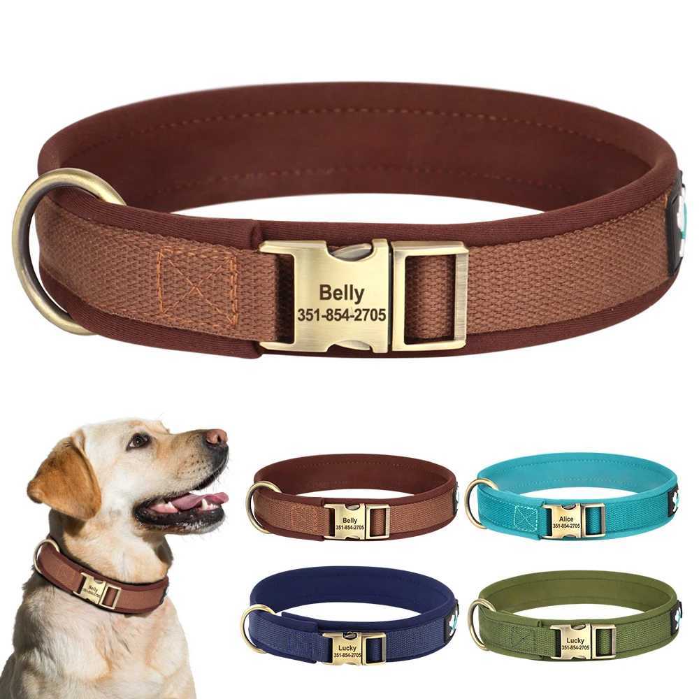 Personalized Nylon Dog Collar Soft Padded Dog Collars Durable Pet ID Collar Adjustable for Small Medium Large Dogs Free Custom W250219