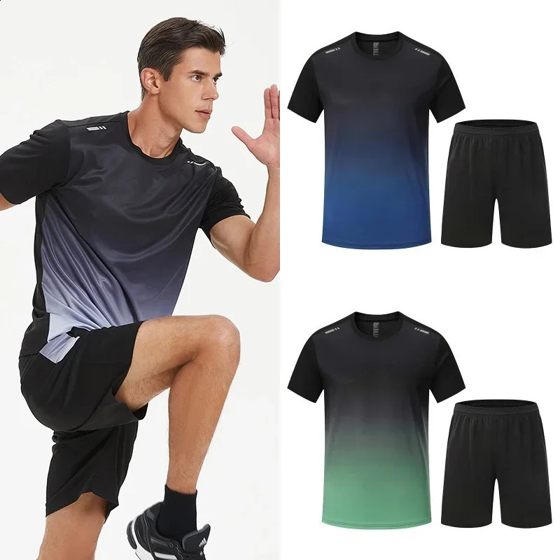 Men Sport Running Set Gym Jogging Tracksuit Golf Wear Man Quick Dry Training Sweatsuit Set 2 Piece Football Set Man Sportswear 250218