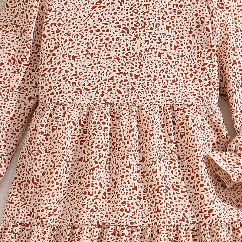 Kids Casual Dress for Girls Clothes Autumn Winter Children Fashion Print Long Sleeve High Waist A-line Dress 7-14Y 250219