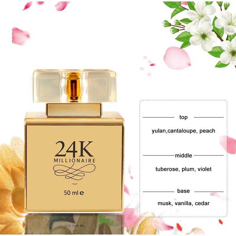 New Arrival 24k Golden Womens Fashion perfume 50ml Luxury Brand Lasting Flower Fruit perfume 24k Million perfume De Toilette Womens Fog Z250219