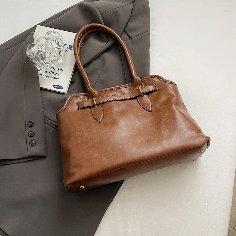 Totes PU Leather Retro Tote Bag For Women 2025 Winter Trend Fashion Y2K Handbags Females Travel Shoulder Crossbody Bags hurenlakeshoes
