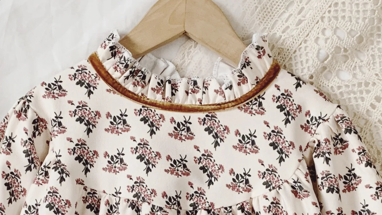 Autumn Baby Girls Dress Japanese Korean Children Flower Clothes Temperament Long Sleeve Retro Princess Dress Kids Casual Dresses 250219